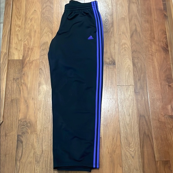 Adidas Black and Purple Sweatpants Elastic Waistband Joggers - Picture 2 of 7